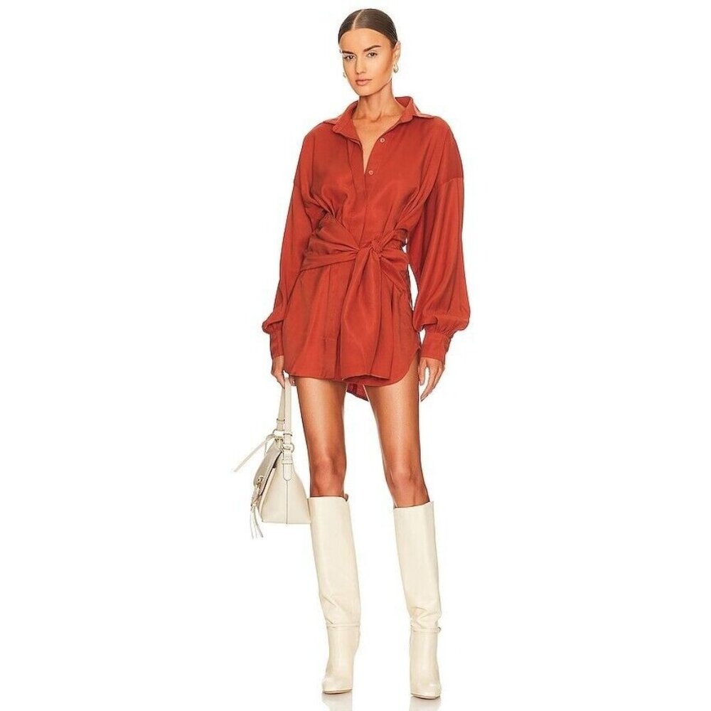 NONchalant Label Dafne Dress Rust Orange Red Long Sleeve